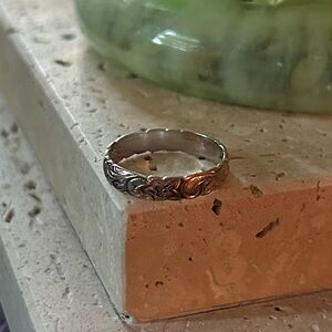 Sterling Silver Floral Plumeria Band